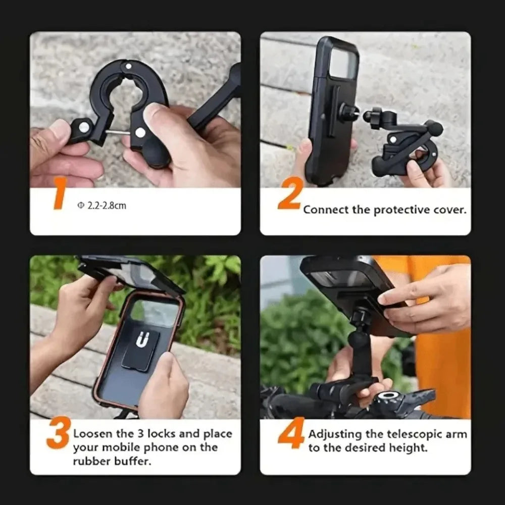 360° Rotatable Waterproof Mobile Phone Holder for Motorcycles & Bicycles
