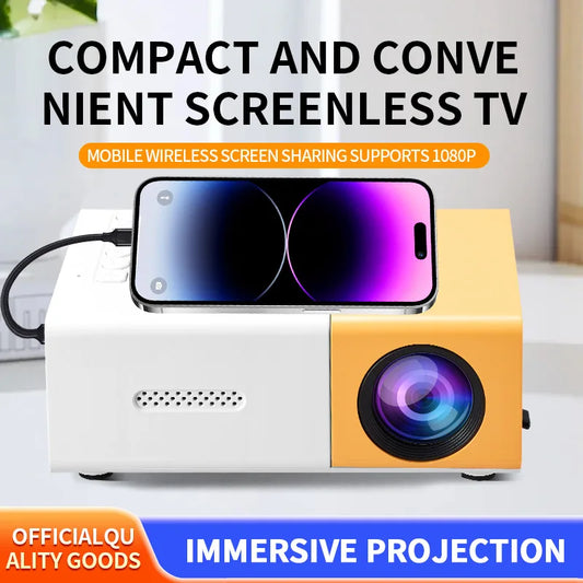 Portable Mini Projector with Full HD 1080P Support -Includes Remote Control, USB-Powered, Ideal for Smartphones, and USB Devices