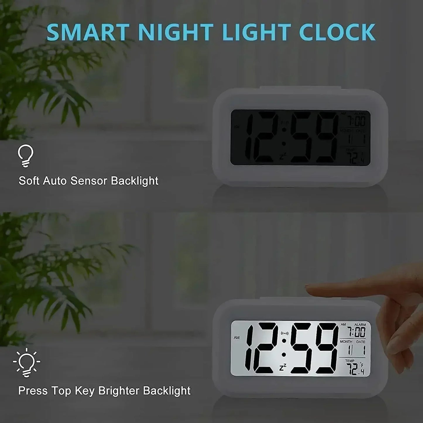LED Digital Alarm Clock Backlight Snooze Data Time Calendar Desktop Multifunction Electronic Backlight Table Clock